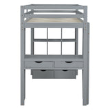 Bellemave Full Size Loft Bed with Desk, Storage, and LED Light in Gray Bellemave