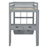 Harper & Bright Designs Twin Size Loft Bed with Desk & Storage Shelves, Wood Loft Bed Twin Size with LED Lights, Hight Loft Bed Frame for Kids,Boys,Girls,Teens, Gray Harper & Bright Designs