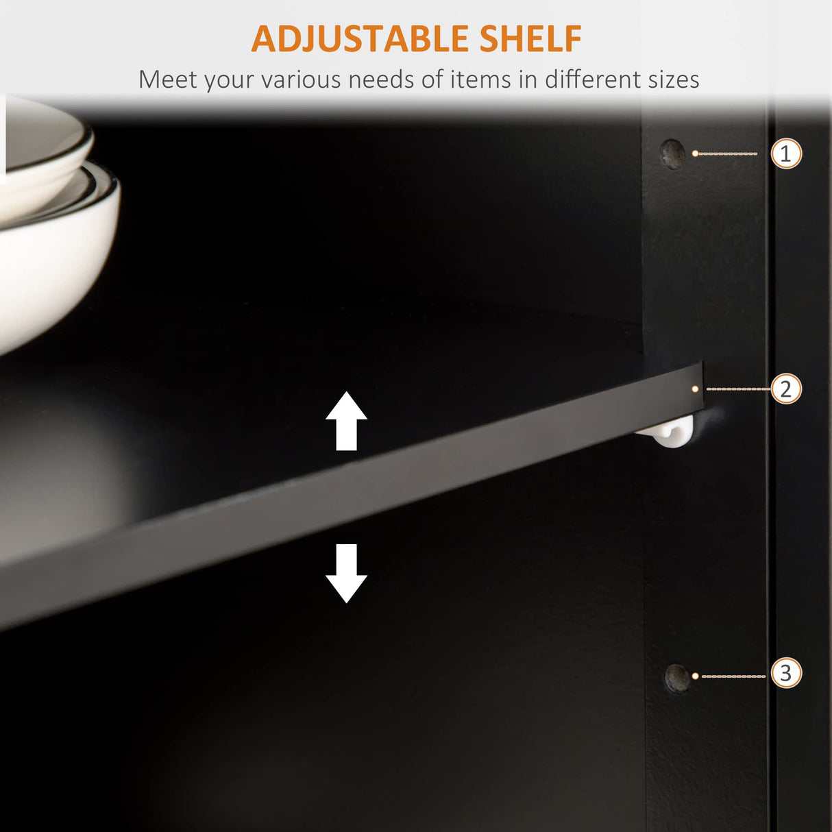 HOMCOM Sideboard Buffet Cabinet with Storage Drawers, Rubber Wood Top and Adjustable Shelves, Kitchen Cabinet Coffee Bar Cabinet, Black HOMCOM