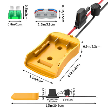 Kzreect Power Wheels Adapter for Dewalt 20V Battery Adapter, 20V Power Wheels Battery Converter Kit with Fuses Holder and Switch, Wire Terminals, 12AWG Wire for RC Car Toys Truck Adapter Set  - WoodArtSupply