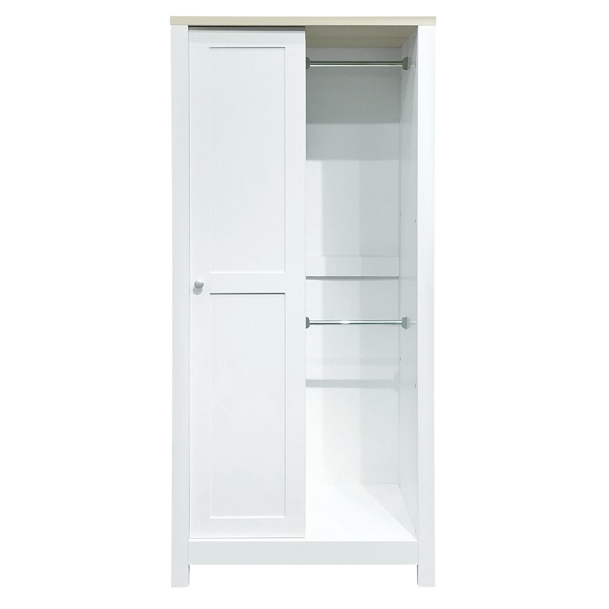 XDOUT Armoire Wardrobe 1 Sliding Door and 2 Drawers, Clothes Cabinet with Hanging Rod, Freestanding Wooden Closets Organization for Bedroom, 31.4″x20.6″x68.3″, White XDOUT