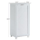 VECELO Tilt Out Kitchen Trash Bin Cabinet, Dog Proof Garbage Can with Wood Holder Free Standing Recycling, White VECELO