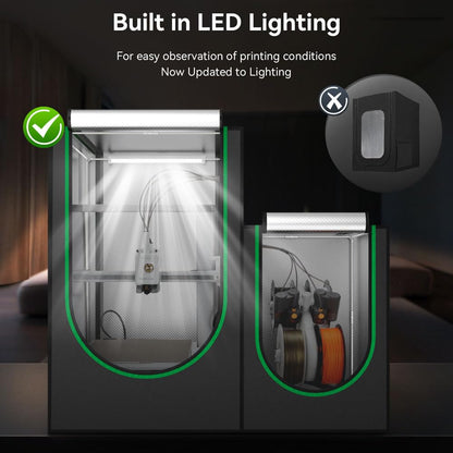 2 in1 3D Printer Enclosure with Storage Box LED Light,Thermo-Hygrometer, Fireproof Dustproof Tent Constant Temperature Protective Cover 820*600*720mm for Bambu Lab A1,A1 Mini,Ender3 Series, E - WoodArtSupply