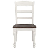 Coaster Home Furnishings - Madelyn - Wood - Set of 2 Farmhouse Dining Side Chairs with Ladder Backs, Saddles, Scooped Seats and Turned Legs - Dining Room - Coastal White and Dark Cocoa - 110382 Coaster Fine Furniture
