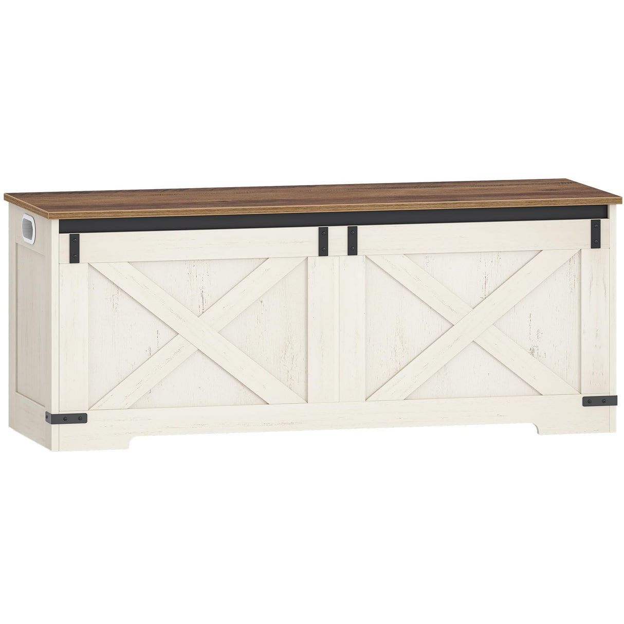 Hzuaneri 47.2" Storage Chest, Large Storage Trunk with 2 Hinges, Farmhouse Wooden Box Bench, Lift-Top Organizer Chest, Entryway Trunk for Bedroom, Living Room, White and Brown SB12114X Hzuaneri