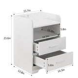 Mellolivin Nightstand with Charging Station and LED Lighting, White Night Stand with 2 Drawers, Modern Wood Nightstand, Bedside Table, End Table for Bedroom and Living Mellolivin