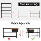 GarveeTech 5 Tier Garage Storage Shelves, Heavy Duty Utility Shelves Metal Shelving Unit, 48"L x 18"W x 73"H Adjustable Storage Shelves Utility Rack for Garage Kitchen Basement Pantry Laundry, Black GarveeTech