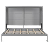 Ball & Cast Queen Size Murphy Bed Wall Bed with LED Lights and Dual Piston Metal Folding Mechanism Designed,Wood Hideaway Cabinet Platform Bedframe w/Slat Support,can be Folded,for Small Room,Gray Ball & Cast
