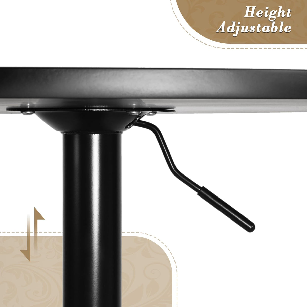 Athena Collection Modern Bar Table Round Top Height Adjustable, Tall Bistro Pub Cocktail Table Height Top and Sturdy Base, Suitable for Home Kitchen Pub Restaurant Outdoor, Silver Athena Collection