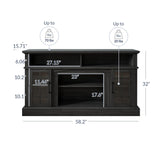 BELLEZE 58 Inch TV Stand, Rustic Wood Entertainment Center for TVs up to 65", Contemporary Media Console Table with Two Open Shelves and Glass Door Cabinets - Astorga (Rustic Grey) BELLEZE