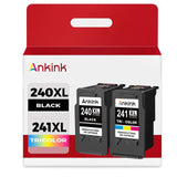 Ankink Remanufactured Ink Cartridge Replacement for Canon 240XL 241XL for Canon 240 241 XL PG240 CL241 for MG3600 MG3620 TS5120 TS5100 MG3220 MG3520 MG2120 MX452 MX512 MX532 (Black Tricolor,2-Pack) Ankink
