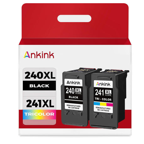Ankink Remanufactured Ink Cartridge Replacement for Canon 240XL 241XL for Canon 240 241 XL PG240 CL241 for MG3600 MG3620 TS5120 TS5100 MG3220 MG3520 MG2120 MX452 MX512 MX532 (Black Tricolor,2-Pack) Ankink