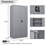 CNANXU Metal Garage Storage Cabinet - 72" Locking Metal Storage Cabinet with 2 Doors and Adjustable Shelves & Locking Doors - Garage Cabinets for Tool Storage - Grey CNANXU
