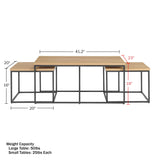 Lavish Home 3-Piece Coffee Table Set - Modern Nesting Tables with Large Table and Side Tables - for Living Room, Apartment, or Dorm (Walnut) Lavish Home