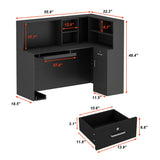 Hitow Modern Reception Desk Counter Table, L-Shap Reception Room Front Desk with Lockable Drawer & Open Shelves, Retail Counter for Salon Checkout Office, Black (55.9" W x 32.3" D x 48.4" H) Hitow