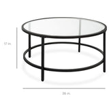 Best Choice Products 36in Modern Round Tempered Glass Accent Side Coffee Table for Living Room, Dining Room, Tea, Home Décor w/Metal Frame, Non-Marring Foot Caps - Black Best Choice Products
