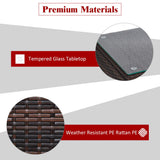 Tangkula 3 Piece Patio Furniture Set, 2 Wicker Chairs with Glass Top Coffee Table, Outdoor Garden Porch Poolside Furniture Set for 2, Rattan Conversation Set Tangkula