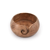 NIRMAN Wooden Yarn Bowl Hand Made by Indian Artisans with Premium Mango Wood for Knitting and Crochet (6" x 6" x 3'') NIRMAN