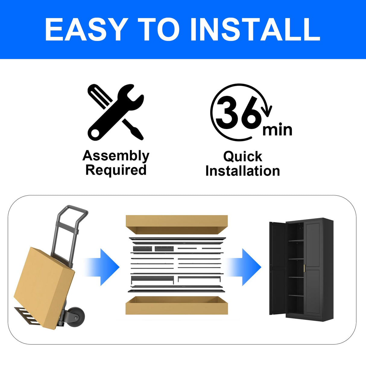 Pantry Cabinet, 71 Inch Tall Kitchen Storage Cabinet, Metal Pantry Cabinet with Doors and Adjustable Shelves, Black Food Cupboard Freestanding Cabinet for Living&Dinning Room-Assembly Required Polup