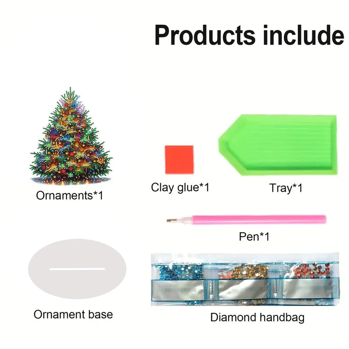 JJFox DIY Tabletop Diamond Art Painting Kit，Special Shaped Rhinestone Desk Placement Ornament，Home Stand Up Gem Painting Craft Kit，Gift,Double Sided. (Christmas Tree-1) JJFox