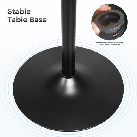 Athena Collection Round Bar Table, Adjustable Height Pub & Bistro Table with 360 Swivel Base, High Top with MDF Desktop - Black Rock Athena Collection