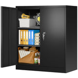 Greenvelly Metal Garage Storage Cabinet, Black 36" Locking Cabinet with 2 Doors and 4 adjustable Shelves, Steel Storage Cabinet with Lock, Locking Metal Filing Cabinet for Home Office, School, Garage Greenvelly