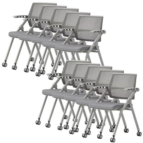 10 Pack Ergonomic Stackable Conference Room Paddle Chairs with Wheels and Arms for Meeting, Conference, Reception, Training Room Home Office Desk Folding Chairs Shenairx