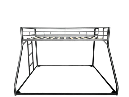 PVWIIK Metal Twin XL Over Queen Bunk Bed w/Ladder and Safety Guardrail for Kids Teens Adults,Heavy-Duty Sturdy Bunk Bed,No Box Spring Needed,Black