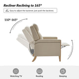HULALA HOME Fabric Recliner Chair for Living Room, Adjustable Push Back Arm Chair with Rivet Decoration, Home Theater Seating w/Rivet Decoration, Reclining Sofa Chair,Beige HULALA HOME