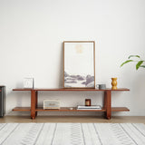 Welnow Bamboo TV Stand for Up to 65 Inch, Mid Century Modern Entertainment Center with 2-Tier Open Shelves, Storage Media Console Table for Living Room, Bedroom, Walnut Welnow