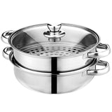 Steamer Pot for Cooking 4 Quart Steamer Pot 2-tier Multipurpose 18/8 Stainless Steel Steam Pot Cookware with Lid for Vegetable, Noodles, Pasta, Food puluru