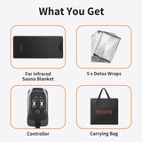 RRGFB Low EMF Portable Infrared Sauna Blanket for Detox and Home Relaxation, Adjustable 1-60 Min Timer, 95-167℉ Temp Range, 6 ft x 2.95 ft, Durable PU Leather Cover RRGFB