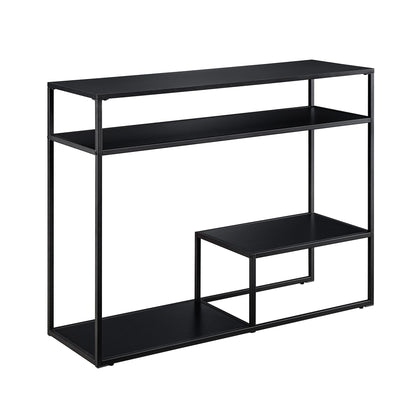 Walker Edison Modern Metal and Wood Tiered Entry Table, 42 Inch, Black - WoodArtSupply