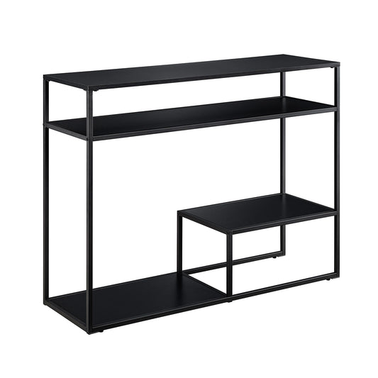 Walker Edison Modern Metal and Wood Tiered Entry Table, 42 Inch, Black - WoodArtSupply