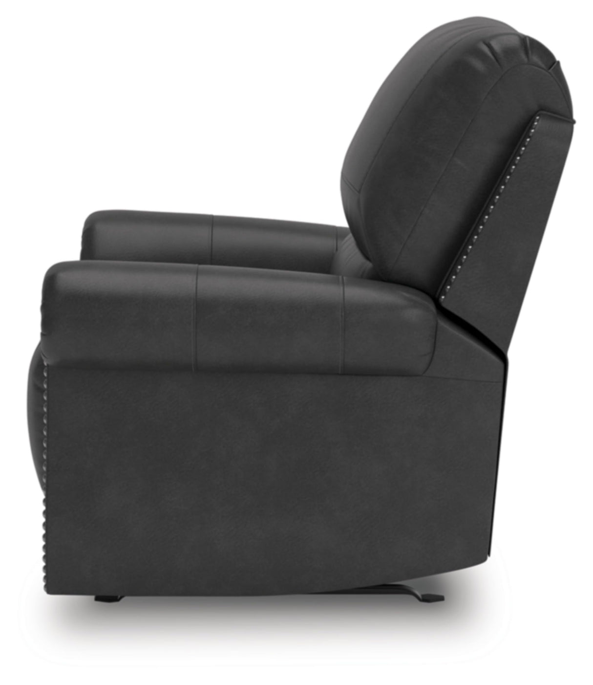 Signature Design by Ashley Chatterton Classic Faux Leather Manual Rocker Swivel Glider Recliner with Nailhead Trim, Black Signature Design by Ashley