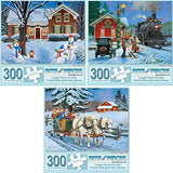 Bits and Pieces – Value Set of Three 300 Piece Jigsaw Puzzles for Adults – The Greeters, Homecoming, Winter Christmas Jigsaw Puzzle Jigsaw Puzzles by Artist John Sloane Bits and Pieces