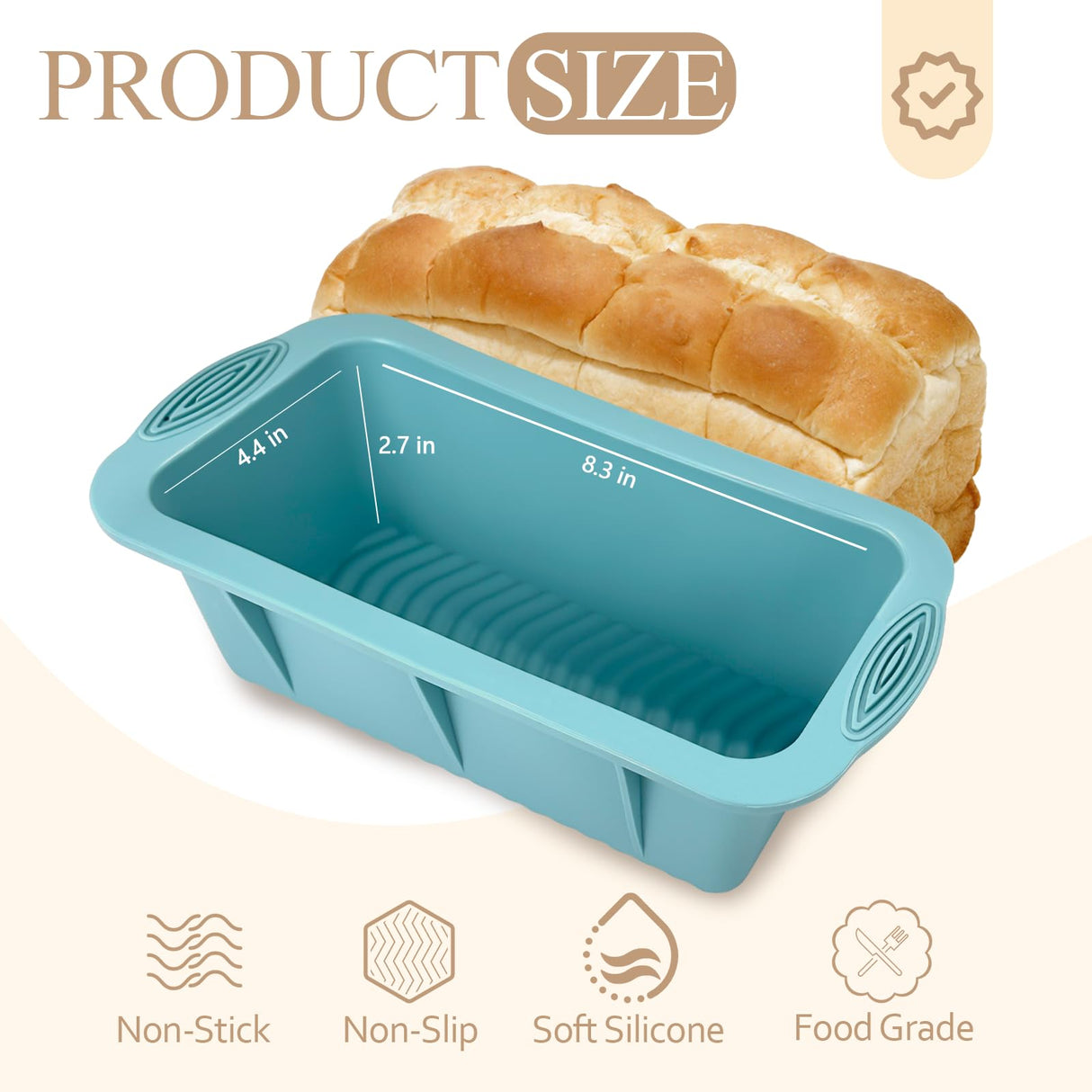 Koolstuffs Silicone Bread Loaf Pan, 2 PCS Rectangular Non-Stick Baking Mold Pans for Oven, Bread, Cake, Easy Release Koolstuffs