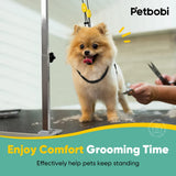 Petbobi Dog Grooming Arm with Clamp and Dual No Sit Haunch Holders, Height Adjustable 18 to 32 inches, Strong Stainless Steel Foldable Pet Grooming Table Arm Overhead for Small Pets Petbobi