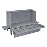 Ball & Cast Murphy Bed Chest Queen Size,Cabinet Hideaway Bed with USB Port and Removable Shelves on Each Side,Wood Wall can be Folded,Platform Bedframe for Kids Bedroom,Student Dorms,Gray Ball & Cast