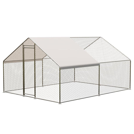 VerisShade Large Metal Chicken Coop, Walk-in Poultry Cage, Large Outdoor Chicken Coop with Waterproof Cover for Outdoor Yard Farm Use (9.8x13.1x6.6FT) VerisShade