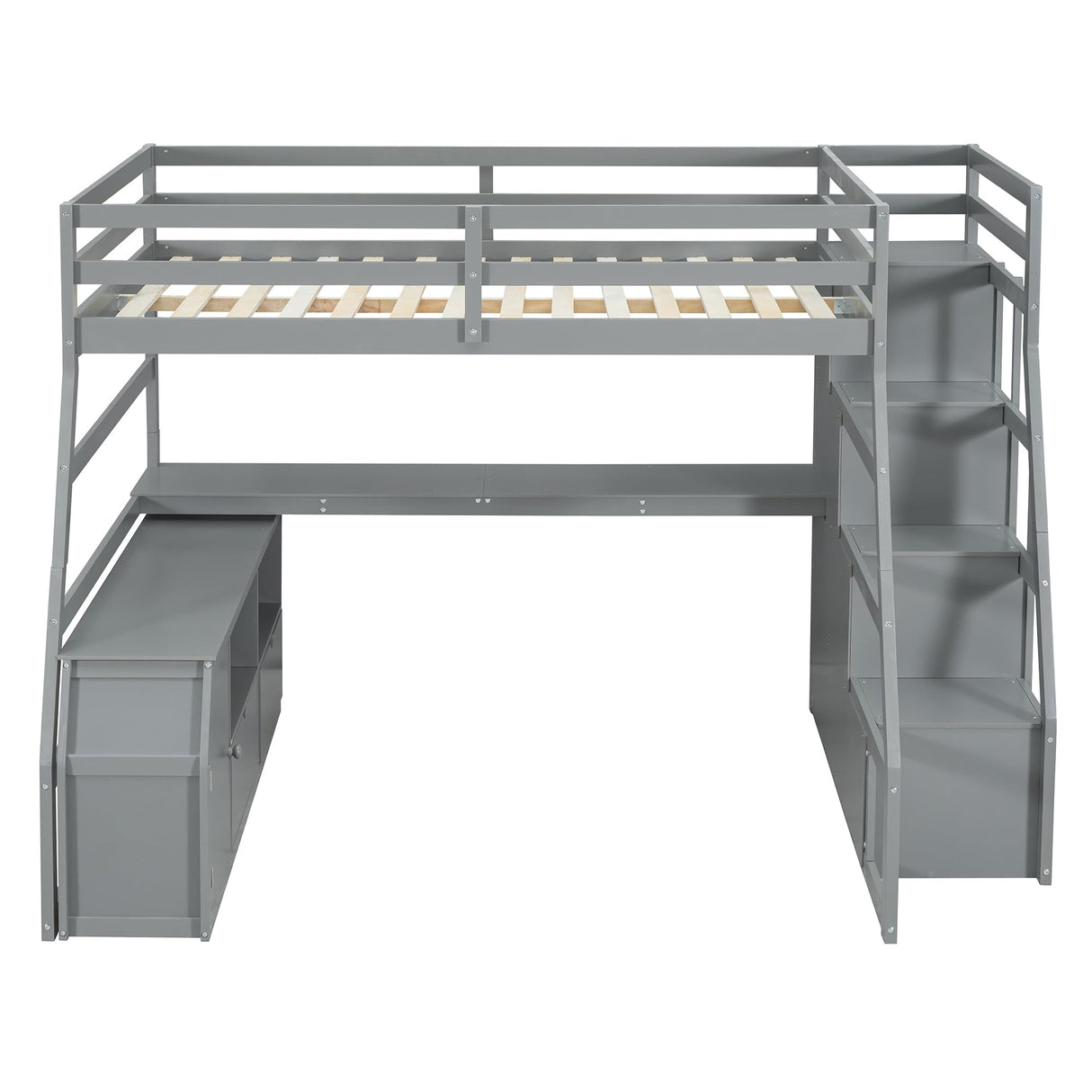 Harper & Bright Designs Full Size Loft Bed with Stairs and Desk, Solid Wood Loft Bed Frame with Storage Drawers and Shelves, for Kids Teens Adults - Gray Harper & Bright Designs