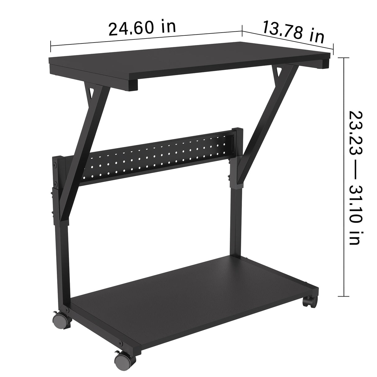 Faesun Computer Tower Cart - Height Adjustable PC Stand, 2-Tier ATX-Case CPU Holder Home Office Gaming Desk Accessories with Rolling Lockable Wheels, Laptop Table Standing Computer Desk, Rustic Black Faesun