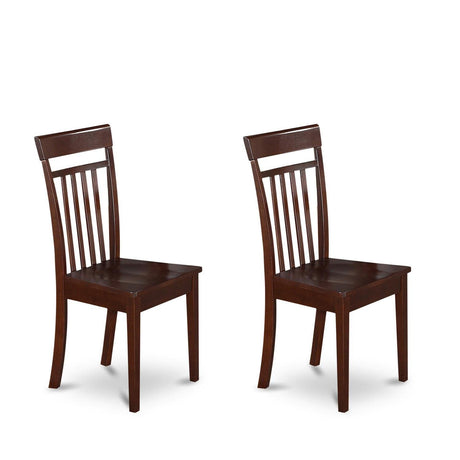East West Furniture CAC-MAH-W Capri Dining Room Chairs - Slat Back Solid Wood Seat Chairs, Set of 2, Mahogany East West Furniture