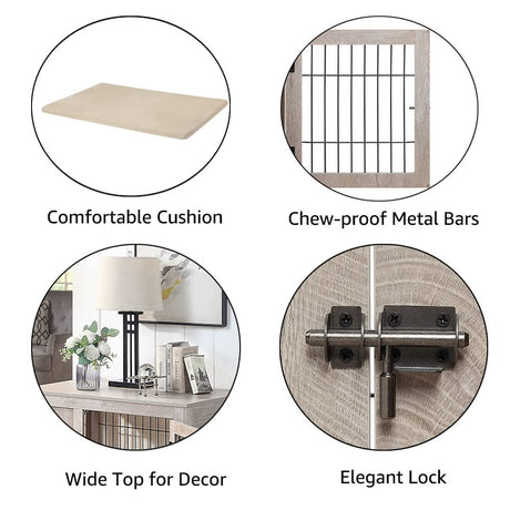 unipaws Furniture Style Dog Crate for Medium Dogs, Indoor Aesthetic Puppy Kennel with Door, Modern Decorative Wood Wire Pet House Dog Cage, Pretty Cute End Side Table Nightstand, Weathered Grey unipaws