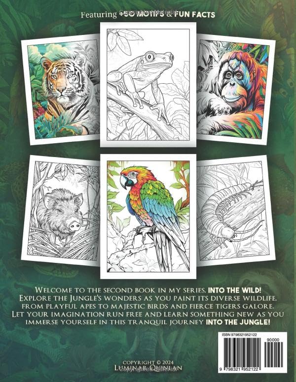 Into The Jungle: A Coloring Book For All Ages (Into The Wild: A Coloring Book Series for Relaxation, Mindfulness, and Creativity) WoodArtSupply