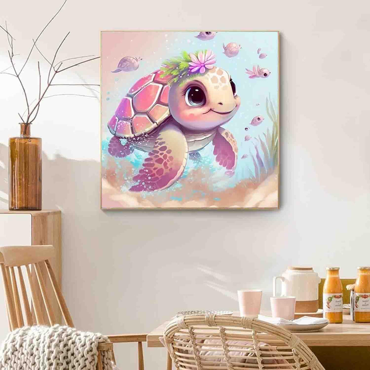 Sea Turtle Diamond Art Kits for Adults,Diamond Art Diamond Painting Kit,5D Diamond Painting DIY Full Drill Diamond Dots Painting with Tools,Gem Craft for Home Wall Decor 11.8x11.8in Kaixine