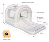 Bounceland Daydreamer Cloud Bounce House w/Ball Pit, Neutral Bouncer with Slide, 11.8 ft L x 6.9 ft W x 5.9 ft H, UL Blower Included, Basketball Hoop, 30 Pastel Plastic Balls, Trendy Bouncer for Kids Bounceland