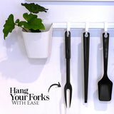 Nylon Fork Made of Heat Resistant Nylon with Plastic Handle with Hole Ideal for use with Non-Stick Pots and Pans (Pack Of 2) - By Ram Pro RamPro