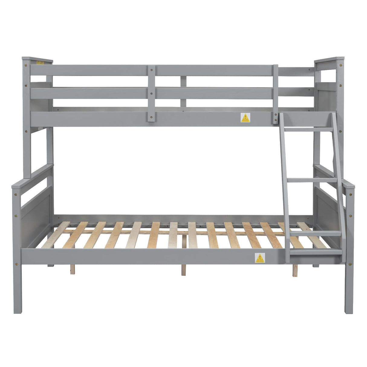 N NAANSI Twin Over Full Bunk Bed with Ladder, Full Length Guardrail, X-Shape Headboard and Footboard, Wooden Bunk Bed Frame Can be Separated into 2 Beds, Gray N NAANSI