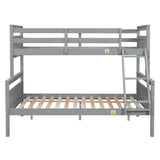 N NAANSI Twin Over Full Bunk Bed with Ladder, Full Length Guardrail, X-Shape Headboard and Footboard, Wooden Bunk Bed Frame Can be Separated into 2 Beds, Gray N NAANSI